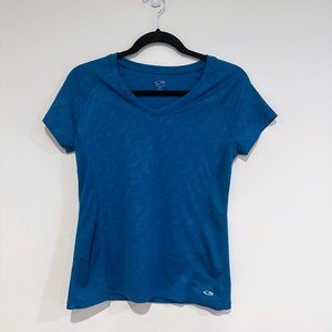 Champion, Activewear Workout V-Neck Short-Sleeve T-Shirt in Blue, Size Small